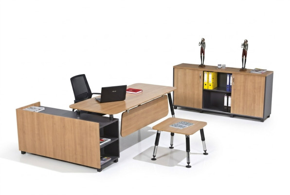 Tisch Holzmöbel Büro Set Arbeitszimmermöbel Eckschreibtisch Schränke 3 tlg