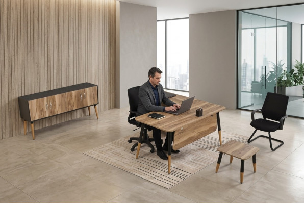 Büromöbel Set Arbeitszimmer Büro Einrichtung Tisch Garnitur Eckschreibtisch 3tlg