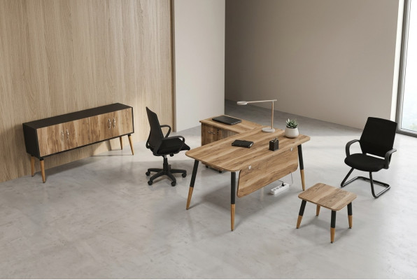 Büromöbel Set Arbeitszimmer Büro Einrichtung Tisch Garnitur Eckschreibtisch 3tlg