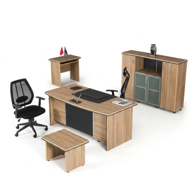 Luxus Büroeinrichtung Schreibtisch Regale Beistelltisch Aktenschrank 4tlg