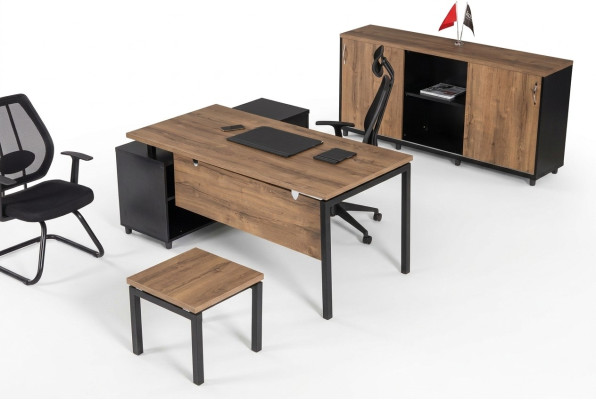 Braune Arbeitszimmer Möbel Luxus Set Schreibtisch Büroschrank Couchtisch 3tlg.