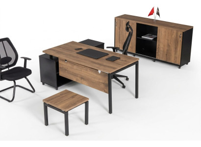 Braune Arbeitszimmer Möbel Luxus Set Schreibtisch Büroschrank Couchtisch 3tlg.