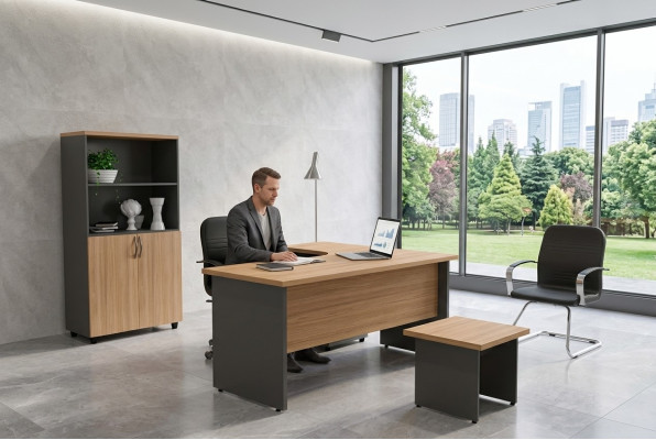 Büroausstattungsset Arbeitsplatz-Ausstattung Eckschreibtisch Aktenschrank