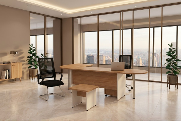 Designer Set 2 tlg Moderne Arbeitszimmer Büro Komplett Eckschreibtisch