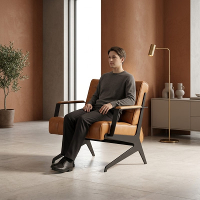 Moderner Sessel Büro Möbel Arbeitszimmer Luxus Sitz 75x80x77 Möbel