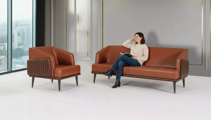 Luxus Office Garnitur Dreisitzer Sessel Arbeitszimmer Garnitur Stoffmöbel