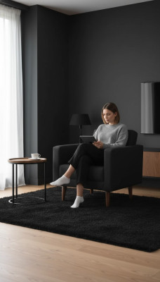 Büro Sessel Stil Modern Textil Möbel Schwarz Sessel Polster Stoff Neu