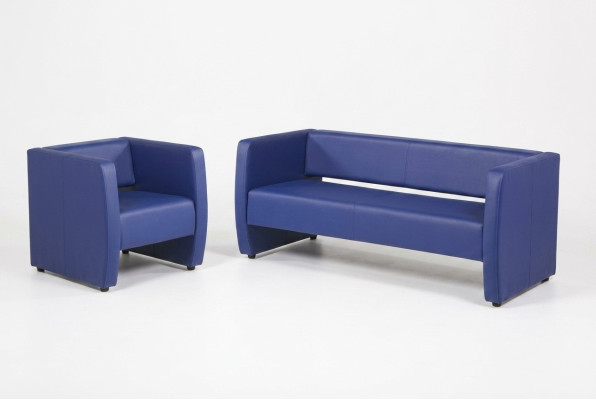Luxus Blauer Sessel Büro Möbel Arbeitszimmer Polster Textil Stoff Neu