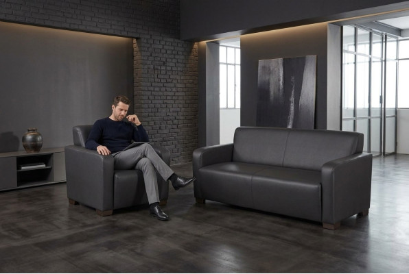 Schwarzer Sessel Büro Möbel Modern Designer Sitz Textil Arbeitszimmer