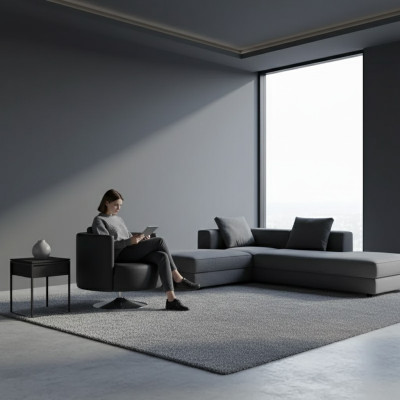 Büromöbel Sessel Luxus Schwarz Sessel Polster Textil Modern Design Lehnstuhl