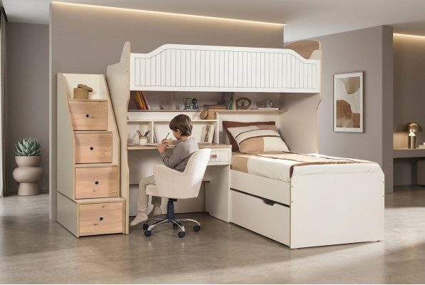 Etagenbett Hochbett Bett Doppelstockbett mit Schreibtisch Zwei Betten