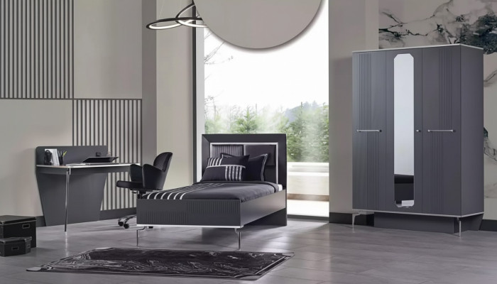 Design Jugendzimmer Schlafzimmer Set Schrank Bett Schreibtisch 3tlg.