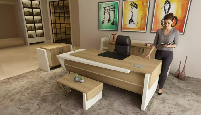 Schreibtisch Couchtisch Aktenschrank Kommode modernes braunes Holz