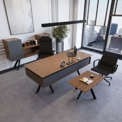 Hochwertiges, elegantes Büro-Set im modernen Stil aus stabilem Holz