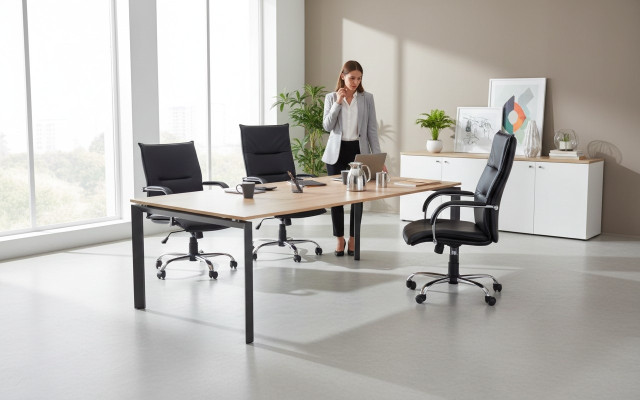 Großer Konferenztisch Besprechungstische Luxuriöse Holztische Büro Möbel