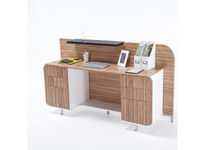 Moderner Empfangstisch Luxus Büro Holz Möbel Braun Rezeption Stilvoll