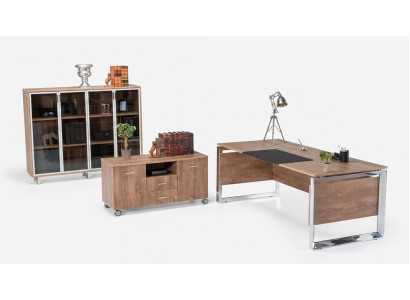 Büromöbel Set braun Schreibtisch Kommode Aktenschrank 3tlg. Set Möbel