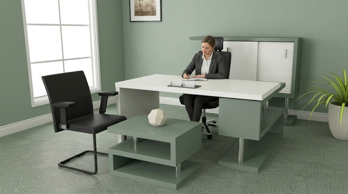 Moderne exklusive Bürogarnitur Holzmöbel Schreibtisch Aktenschrank Couchtisch