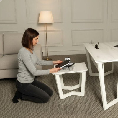 Weißer Moderner Couchtisch Holzmöbel Exklusiver Arbeitszimmer Stil Tisch