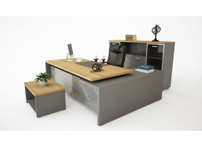 Hochwertiges, modernes Büro-Set aus robustem Holz in elegantem Stil 