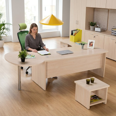 Moderne Büromöbel-Set mit Eckschreibtisch und Kommode: Effizienz trifft auf Stil.