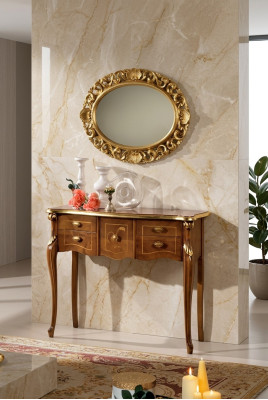Klassischer Konsolentisch Brauner Holztisch Wohnzimmer Designer Möbel