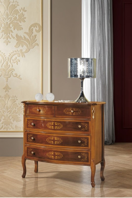 Designer Klassische Holzkommode 4 Schubladen Braun Wohnzimmer Möbel