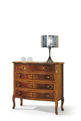 Designer Klassische Holzkommode 4 Schubladen Braun Wohnzimmer Möbel