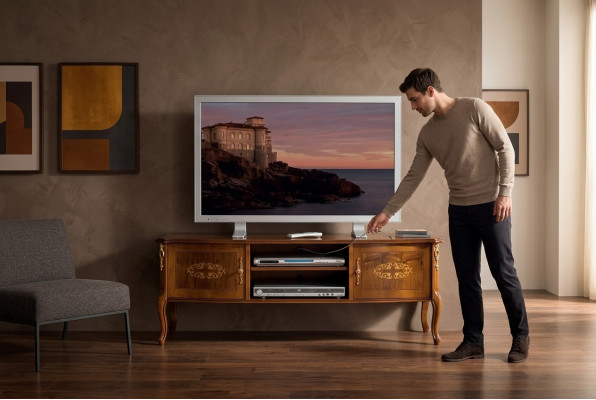 Klassischer Brauner TV-Schrank Wohnzimmer Lowboard Luxus Ständer Design