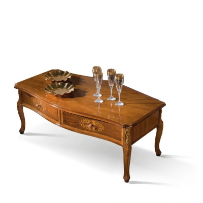 Klassischer Brauner Holz Couchtisch Luxus Design Schubladen Tisch Neu