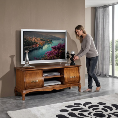 Klassischer Brauner TV-Ständer Luxus Lowboard Wohnzimmer Möbel Design