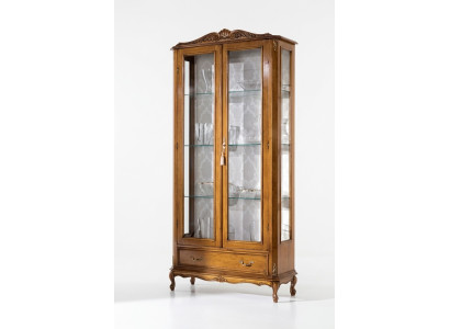 Luxuriöse Glasvitrine Schränke braunem Holz Klassische Möbel Vitrine Schrank