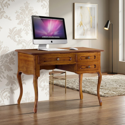 Klassischer Schreibtisch Holzmöbel Braun Arbeitszimmer Möbel Schubladen