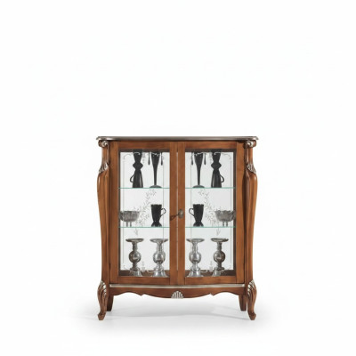 Braune Glasvitrine Wohnzimmer Holz Sideboard Luxus Vitrinen Schrank Regal