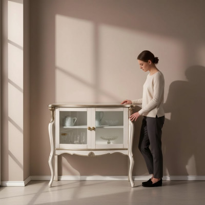 Klassische Luxus Vitrine Wohnzimmer Holz Möbel Schaukasten Design Möbel
