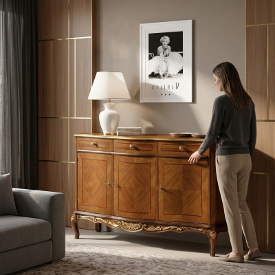 Klassisch braune Wohnzimmermöbel hochwertiges Sideboard Kommode Sideboards