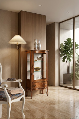 Klassische Holz Glas Vitrine Luxus Wohnzimmer Designer Glasvitrine Möbel