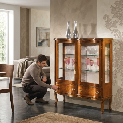 Glas Luxuriös Braun Holz Vitrine Exklusiv Wohnzimmer Möbel Neu