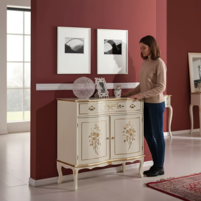 Luxuriöses braunes Sideboard Lampe Schublade Möbel Holzschrank Neu