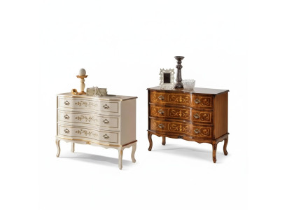 Klassische Kommode 3x Schubladen Echtholz Design Wohnzimmer Möbel