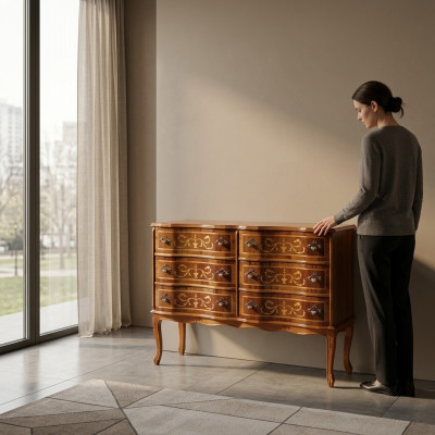 Hochwertige Kommode klassische Möbel Luxus Sideboard Schrank Holz Regal