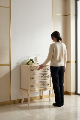 Klassische Weiße Kommode Holzmöbel Wohnzimmer Aufbewahrungsschrank Neu
