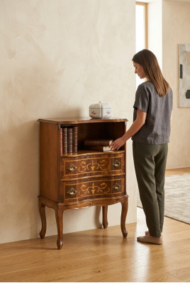 Klassische Braune Kommode 2 Schubladen Luxus Holzmöbel Wohnzimmer Neu