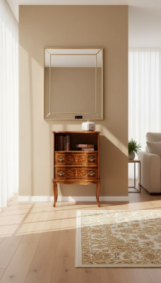 Klassische Braune Kommode 2 Schubladen Luxus Holzmöbel Wohnzimmer Neu