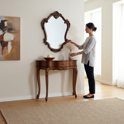 Elegant Braun Konsolentisch Spiegel Klassisch Schlafzimmer Set