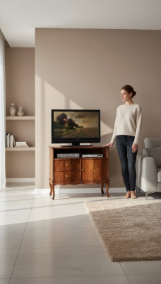 Klassischer TV-Ständer LuxusSideboard Schubladen Wohnzimmer Möbel Holz