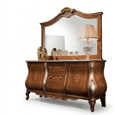 Hochwertiges luxuriöses klassische Wohnzimmer Sideboard Holz braun 200x53x100