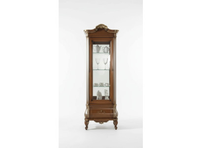 Luxuriöse hochwertige Vitrine aus braunem Holz Klassische Möbel Schrank