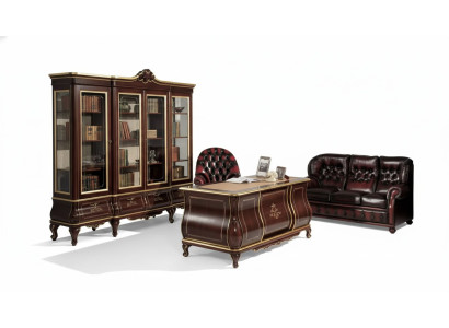 Klassische Büro Einrichtung Schreibtisch Bücherregal 4 tlg Holzmöbel