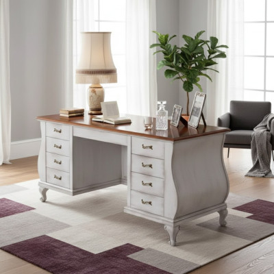 Klassischer weißer Schreibtisch Tisch Büromöbel 180x80 Schreibtische